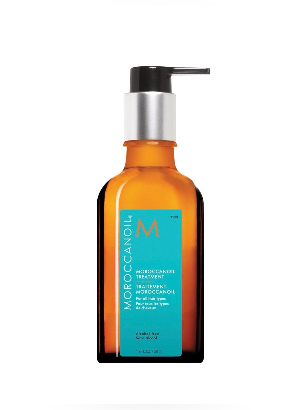 Moroccanoil Hair Treatment Oil Bottle in Amber with Turquoise Label